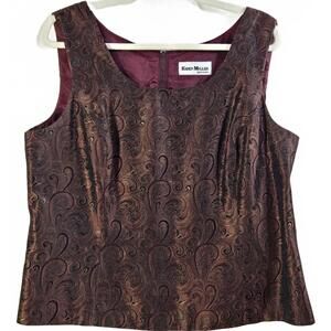 Karen Miller Women's Sleeveless Burgundy Brocade Top